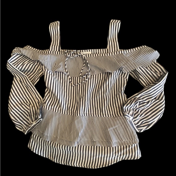 Endless Rose Tops - Endless Rose navy & white stripe cold shoulder peplum 3/4 sleeve top NWOT Med.
